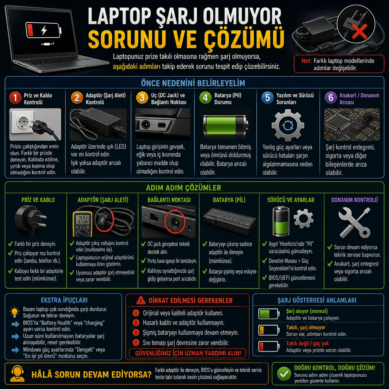 Laptop Şarj Olmuyor Sorunu ve Çözümü