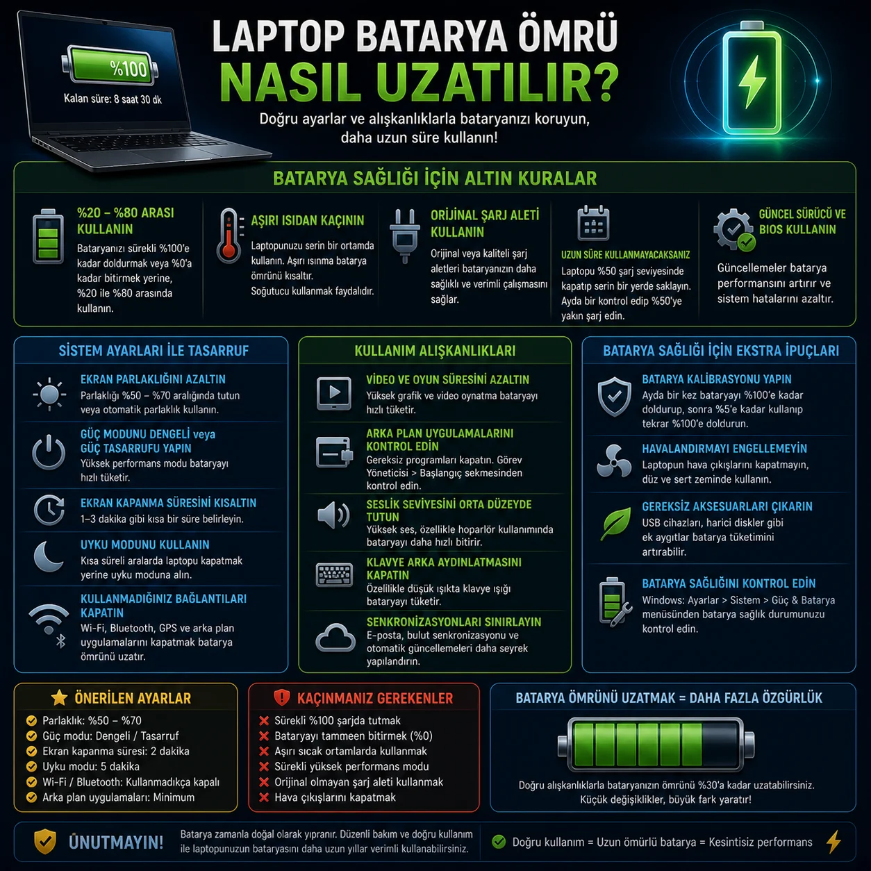 Laptop Batarya Ömrü Nasıl Uzatılır