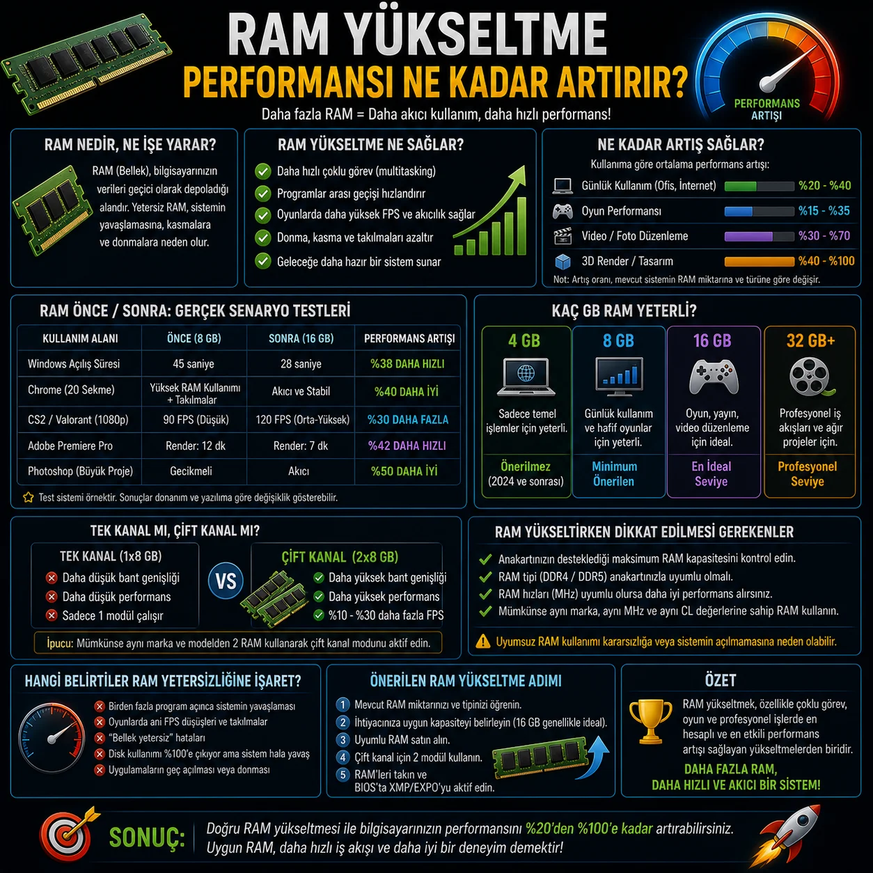 RAM Yükseltme Performansı Ne Kadar Artırır