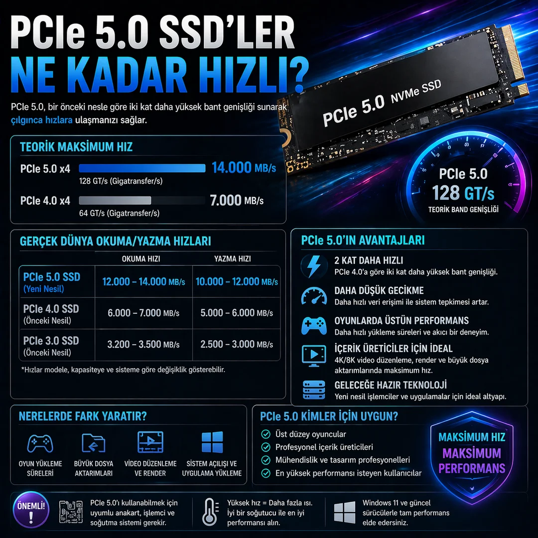 PCIe 5.0 SSD’ler Ne Kadar Hızlı