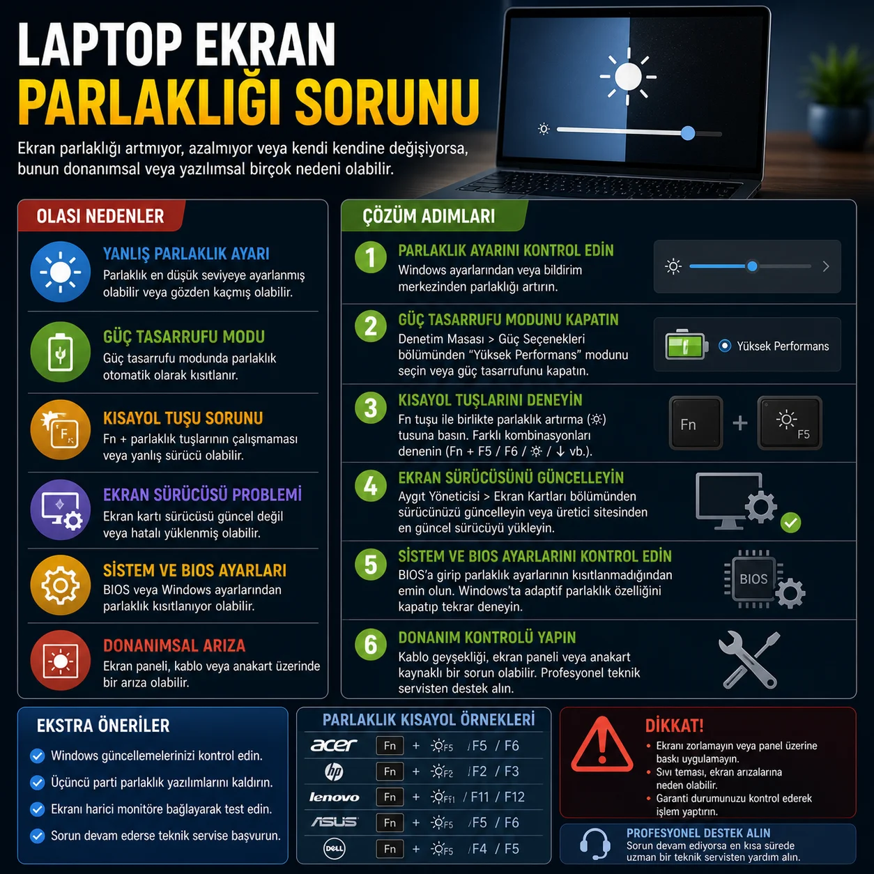 Laptop Ekran Parlaklığı Sorunu